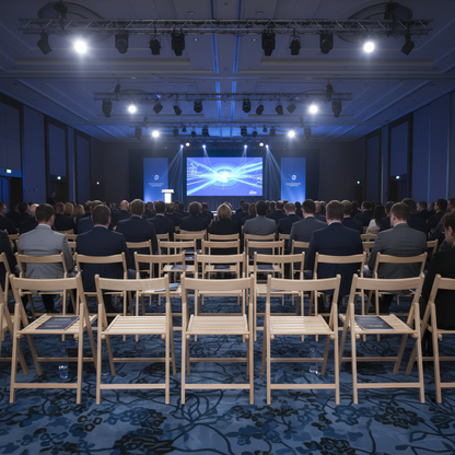 Beige Folding Chair – Solid Beech Wood Frame for Dining &amp; Events