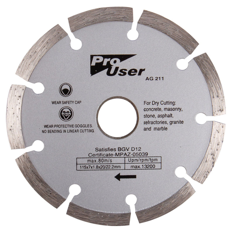 115mm (4.5") Dry Diamond Cutting Disc - By Pro User