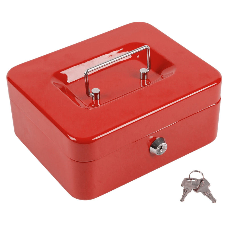 Red 20.5cm Metal Cash Box - By Ashley