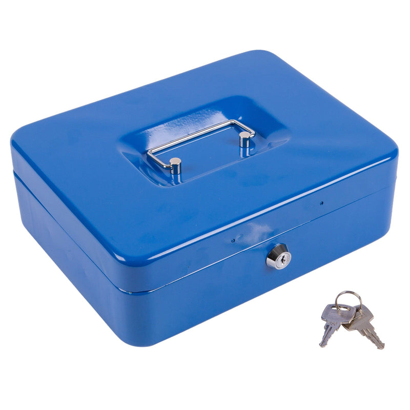 Blue 25.5cm Metal Cash Box - By Ashley