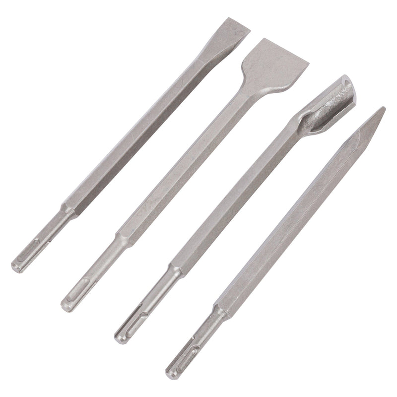 4pc Silver Metal SDS Chisel Set - By Pro User