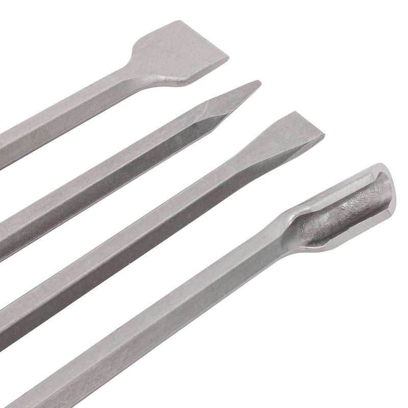 4pc Silver Metal SDS Chisel Set - By Pro User