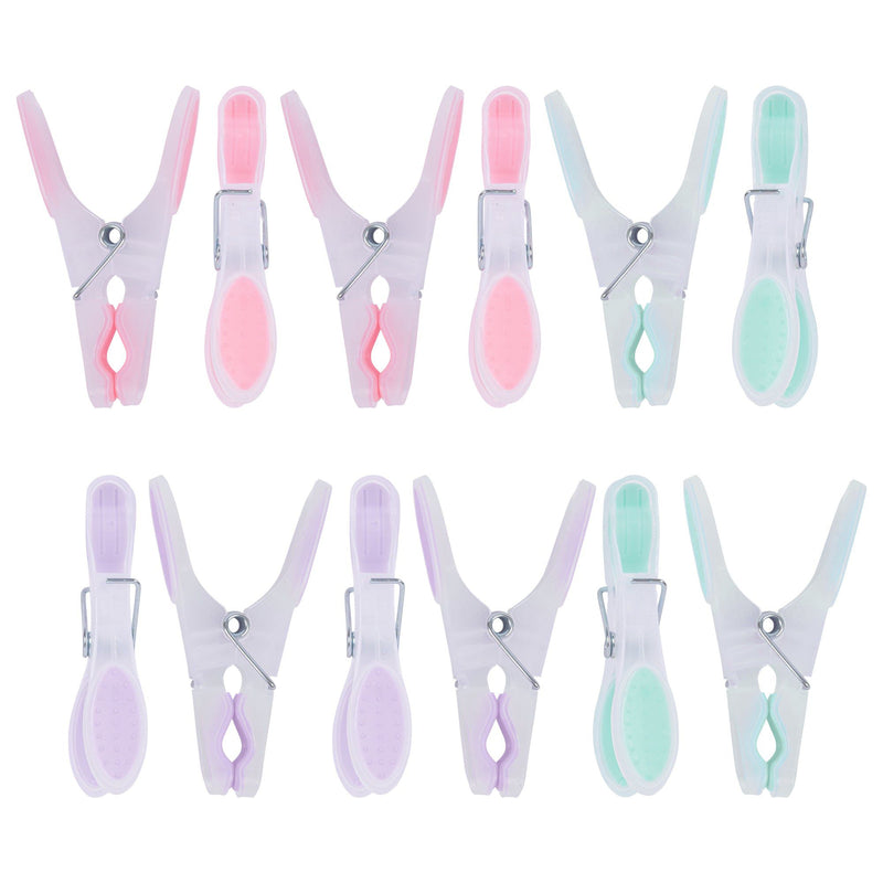 Multi Plastic Soft Touch Clothes Pegs - Pack of 12 - By Ashley