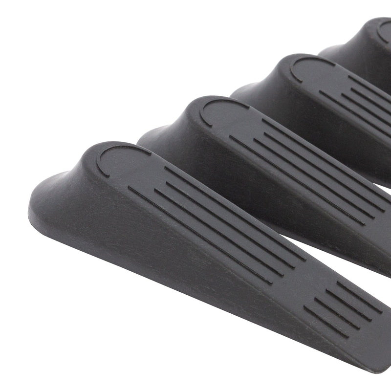 Black Rubber Wedge Door Stops - Pack of 5 - By Ashley
