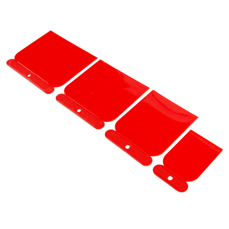 4pc Red Plastic Filling Knife & Scraper Set - 4 Sizes - By Blackspur