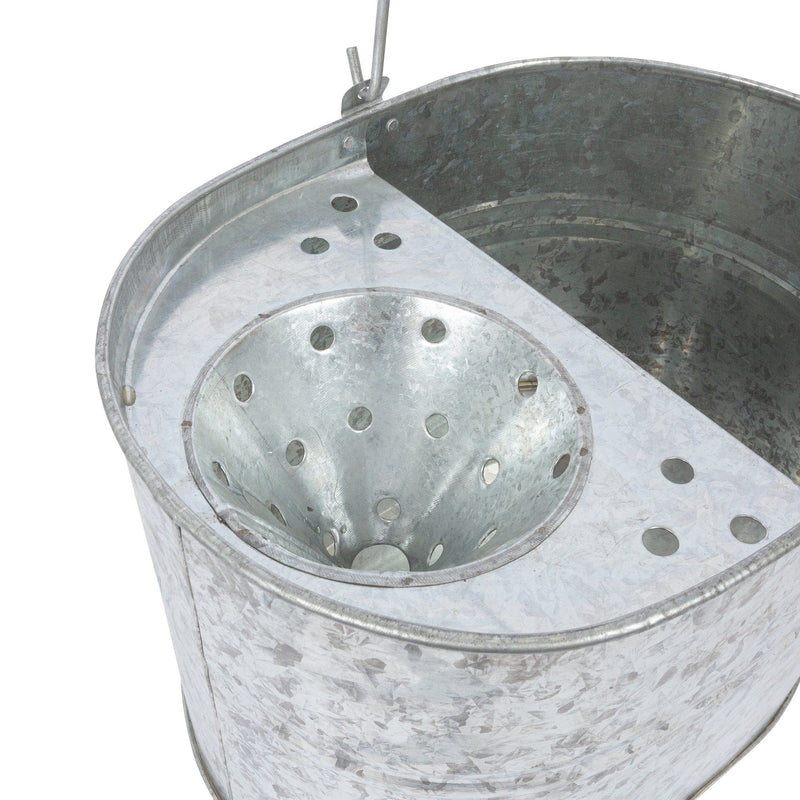 Silver Galvanised Steel Mop Bucket with Wringer - By Ashley