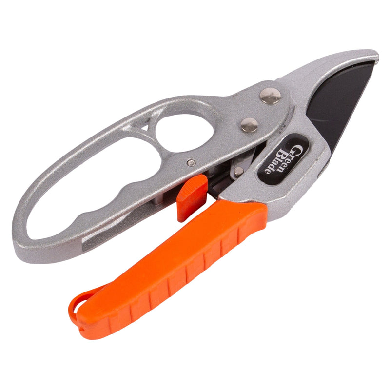 Red 20.5cm Deluxe Aluminium Ratchet Secateurs - By Green Blade
