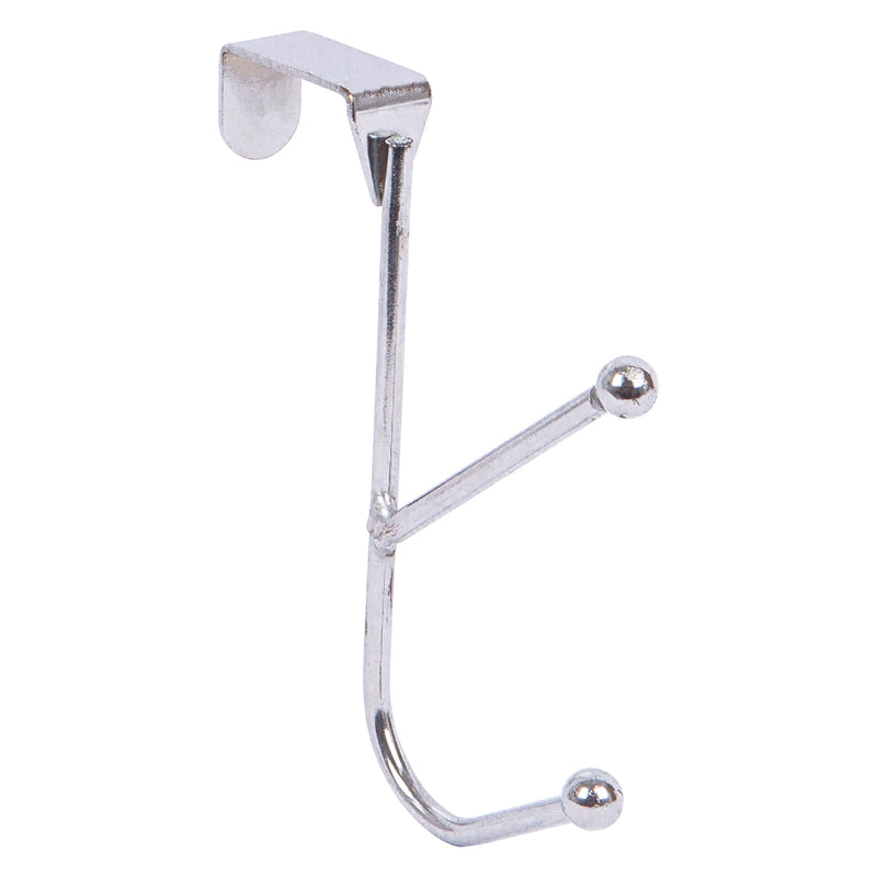 15cm Chrome-Plated Iron Over-Door Hat & Coat Hook - By Ashley