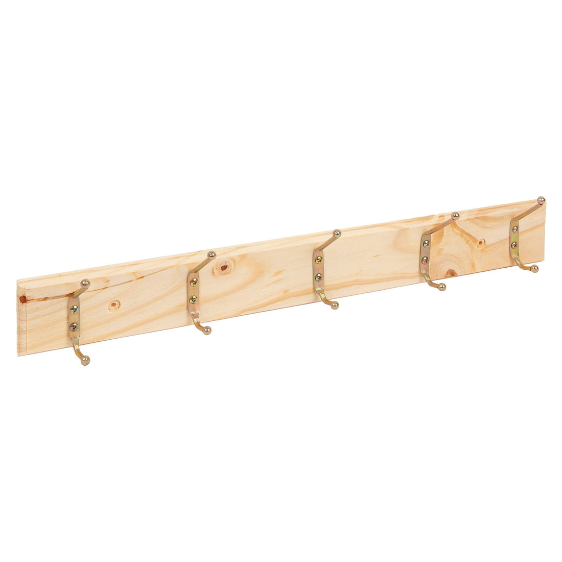 5 Hook Pine Coloured Wooden Wall-Mounted Coat Rack