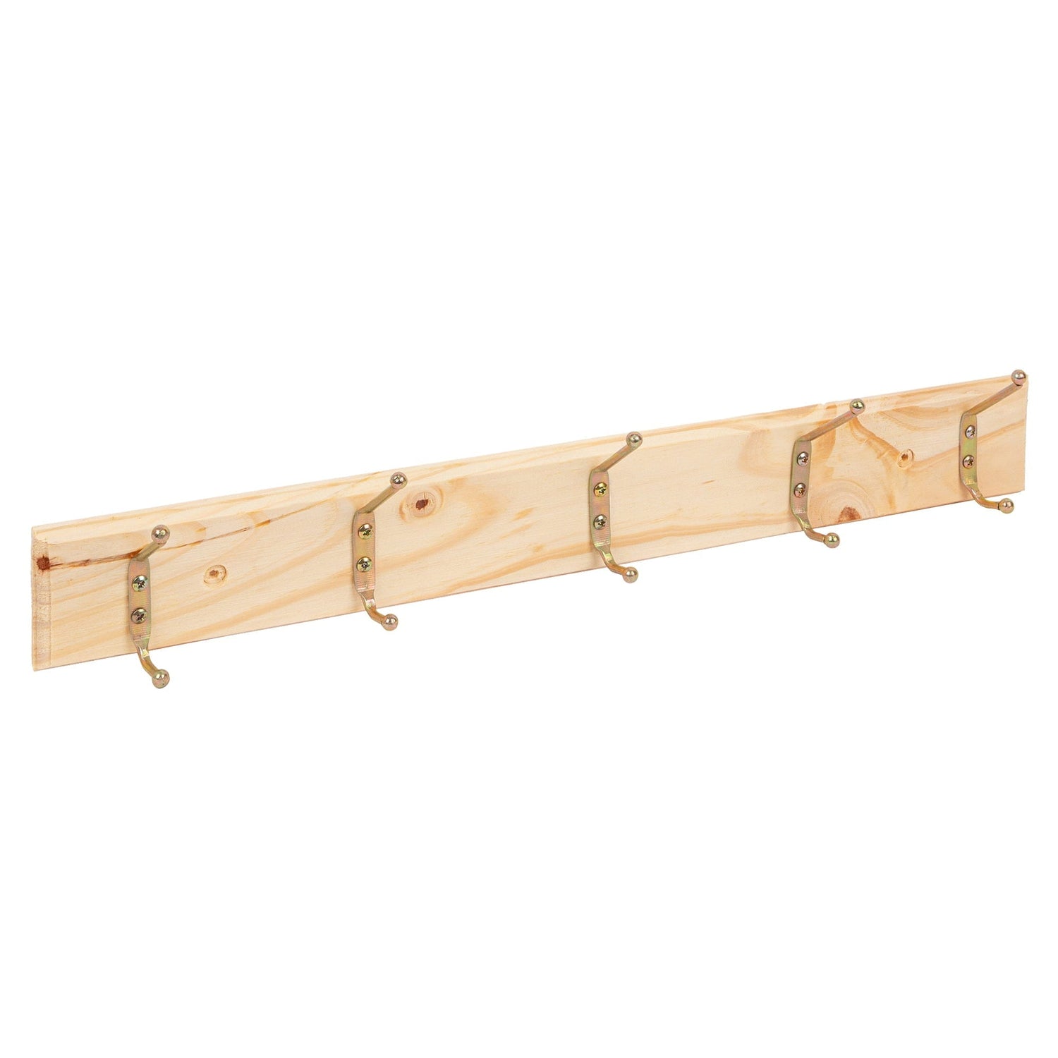 5 Hook Pine Coloured Wooden Wall-Mounted Coat Rack