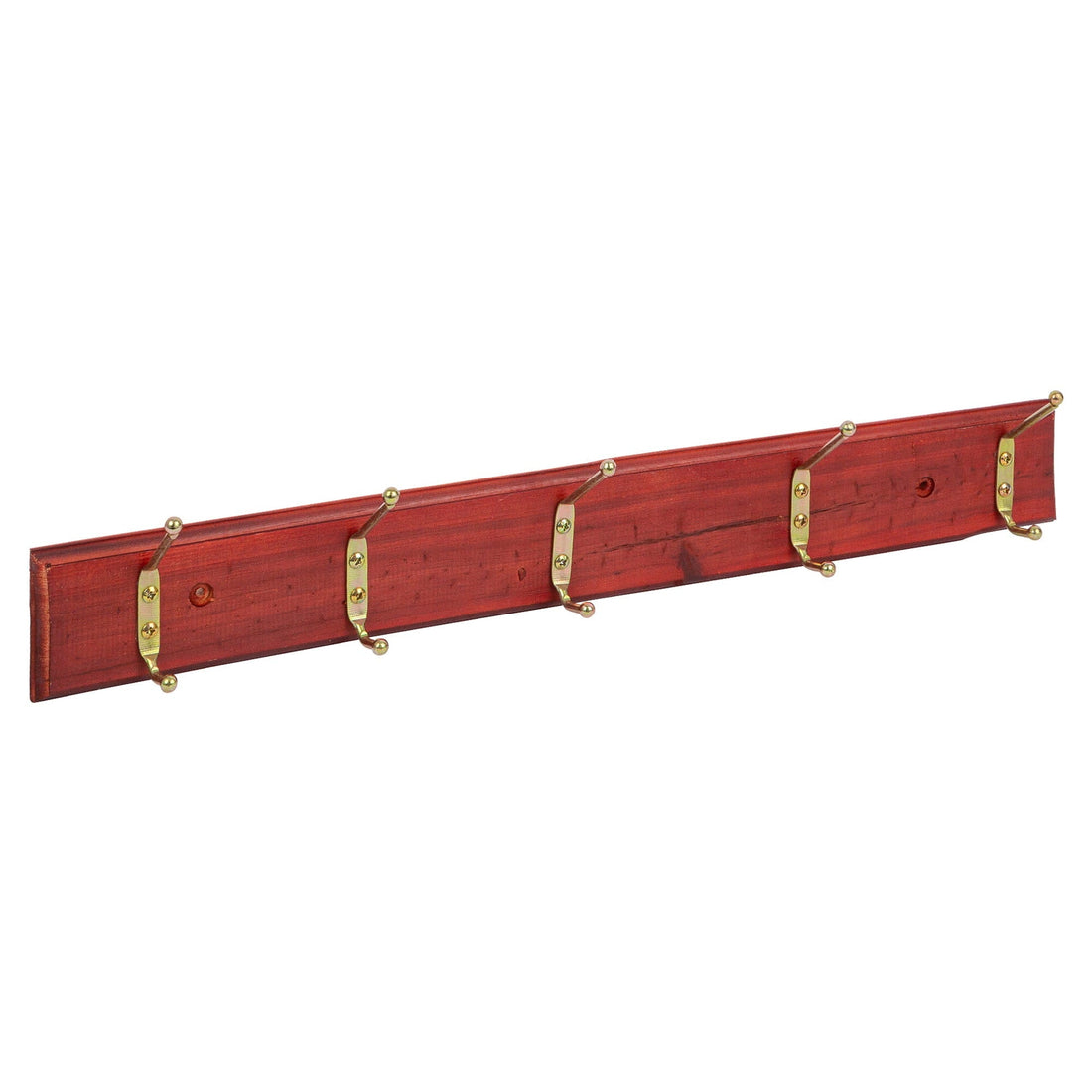 5 Hook Mahogany Coloured Wooden Wall-Mounted Coat Rack