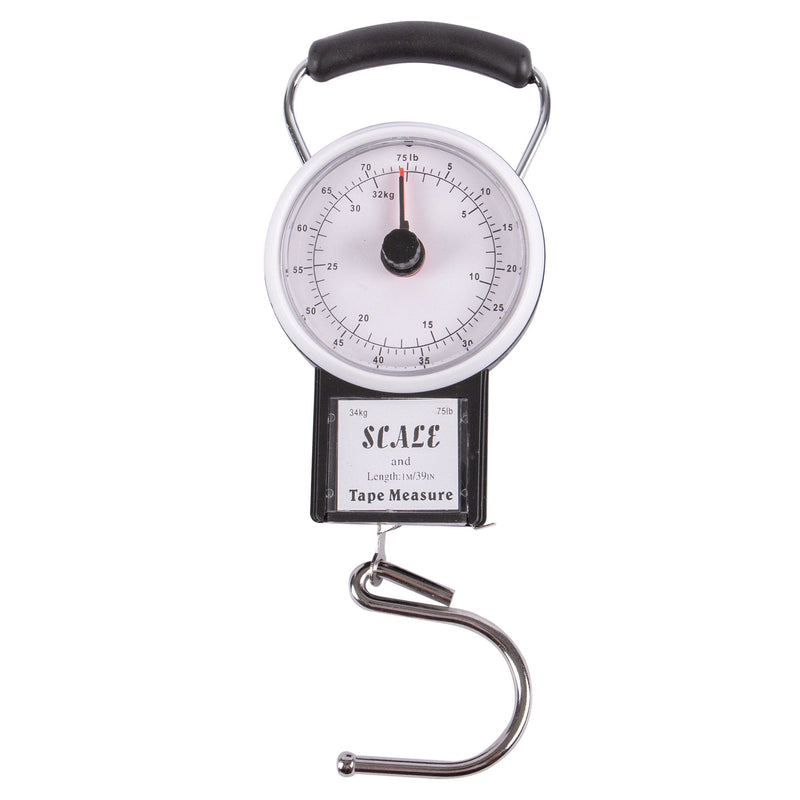 Black 34kg Luggage Scale with Tape Measure - By Ashley