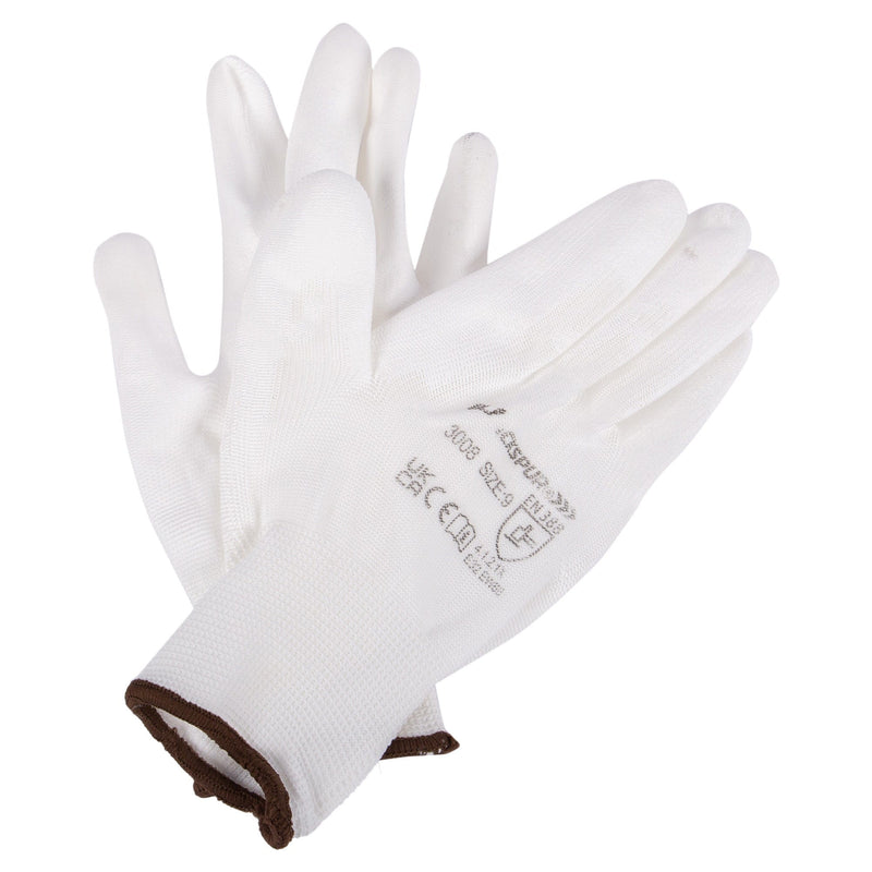 White L Lightweight Painters PU Gripper Gloves - By Blackspur