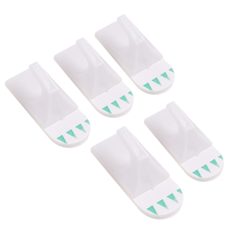 White 25mm x 35mm Square Plastic Self-Adhesive Hooks - Pack of 5 - By Ashley