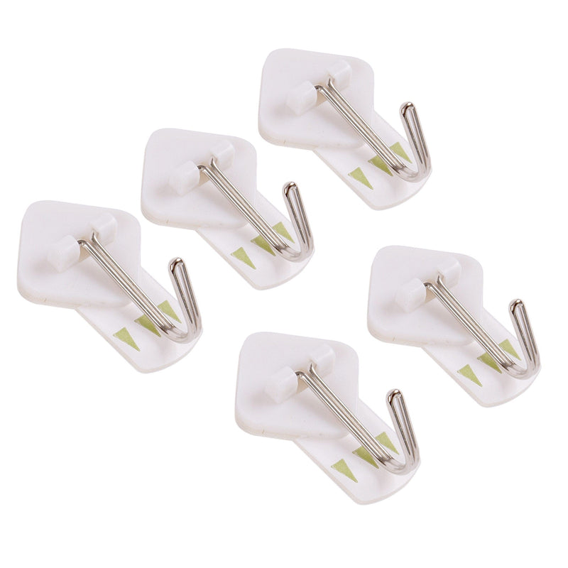 White 20mm x 20mm Swivel Metal Self-Adhesive Hooks - Pack of 5 - By Ashley