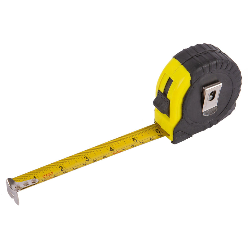 Yellow 7.5m x 24mm Retractable Tape Measure with Cover - By Blackspur