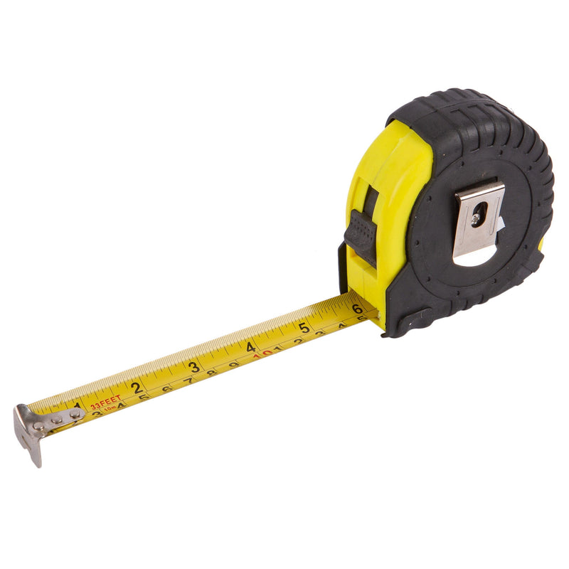 Yellow 10m x 24mm Retractable Tape Measure with Cover - By Blackspur