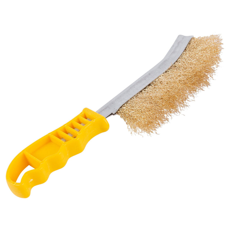 Yellow 32.5cm Brass-Coated Multipurpose Steel Wire Brush - By Blackspur