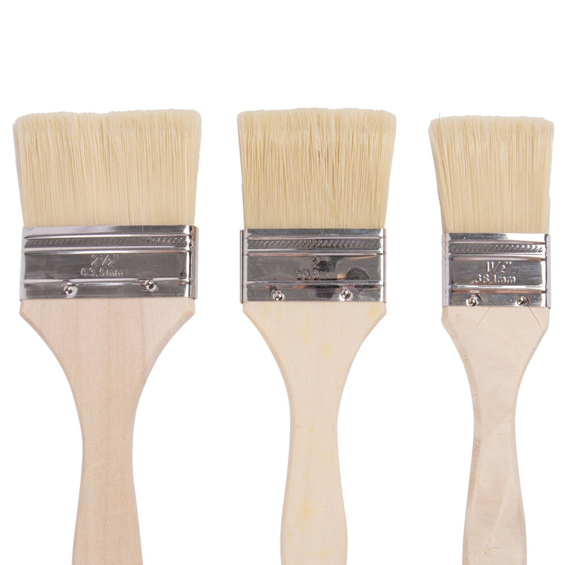 3pc Wooden DIY Paint Brush Set - By Blackspur