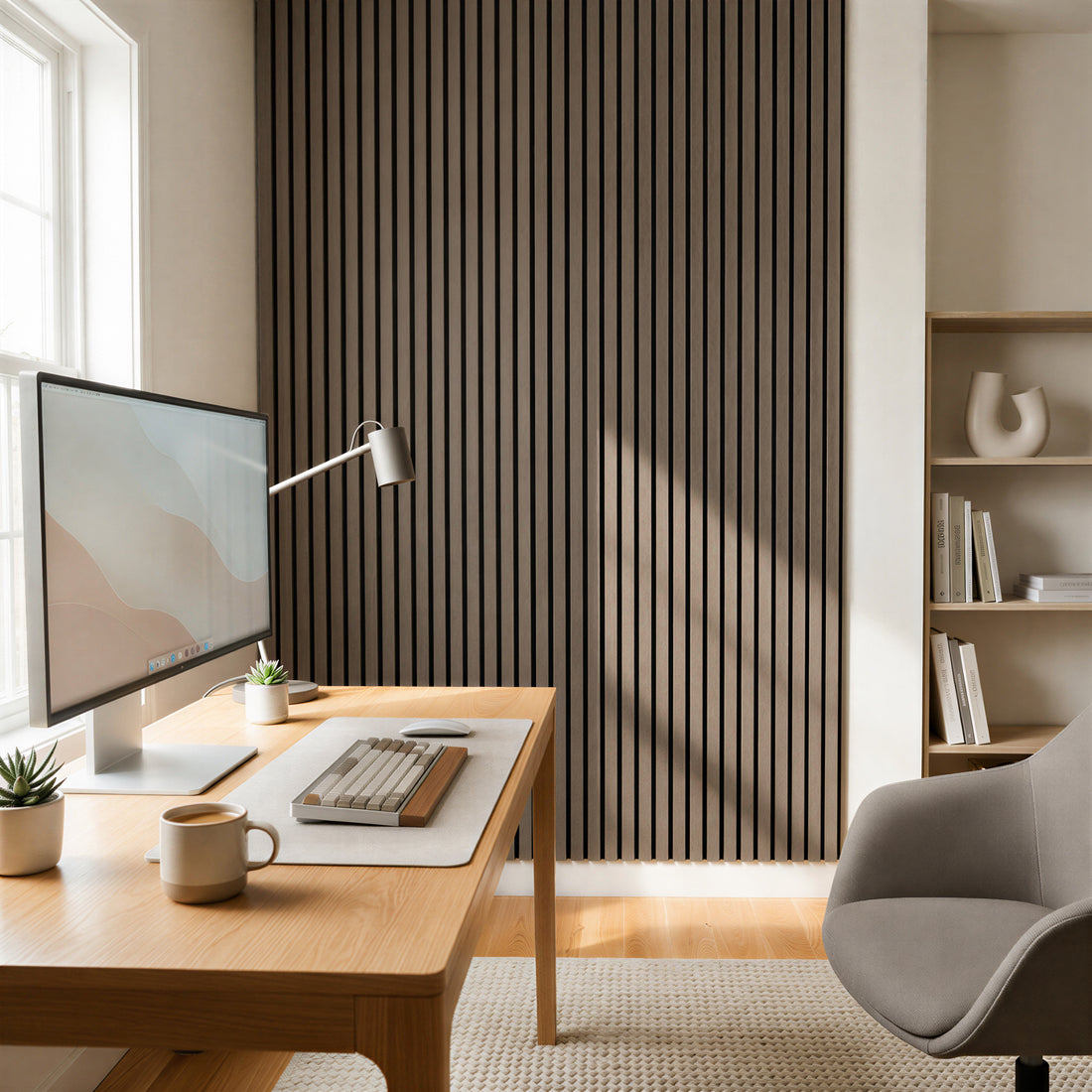 Wooden Acoustic Wall Panels - 120 x 60cm - Grey/Black - Pack of 2
