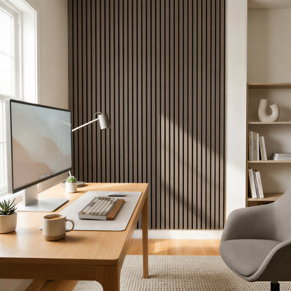 Wooden Acoustic Wall Panels - 120 x 60cm - Grey/Black - Pack of 2