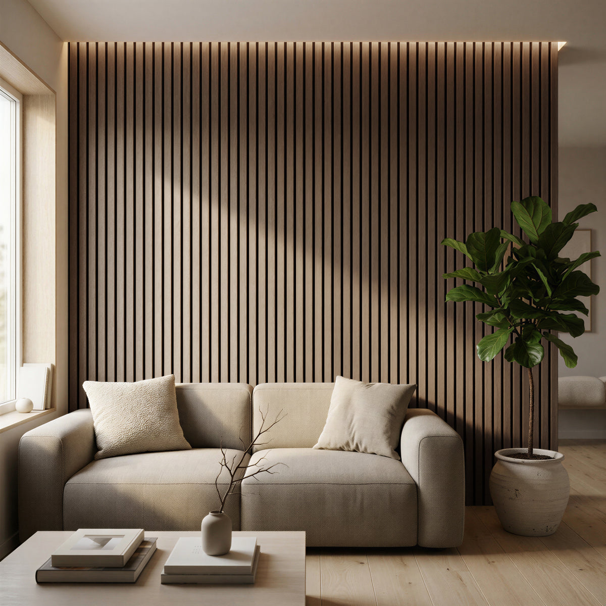 Wooden Acoustic Wall Panels - 120 x 60cm - Walnut/Black - Pack of 2