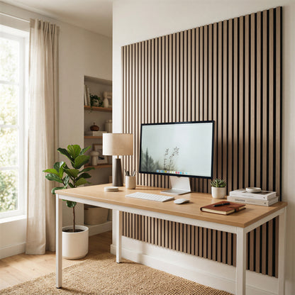 Wooden Acoustic Wall Panels - 120 x 60cm - Walnut/Black - Pack of 2