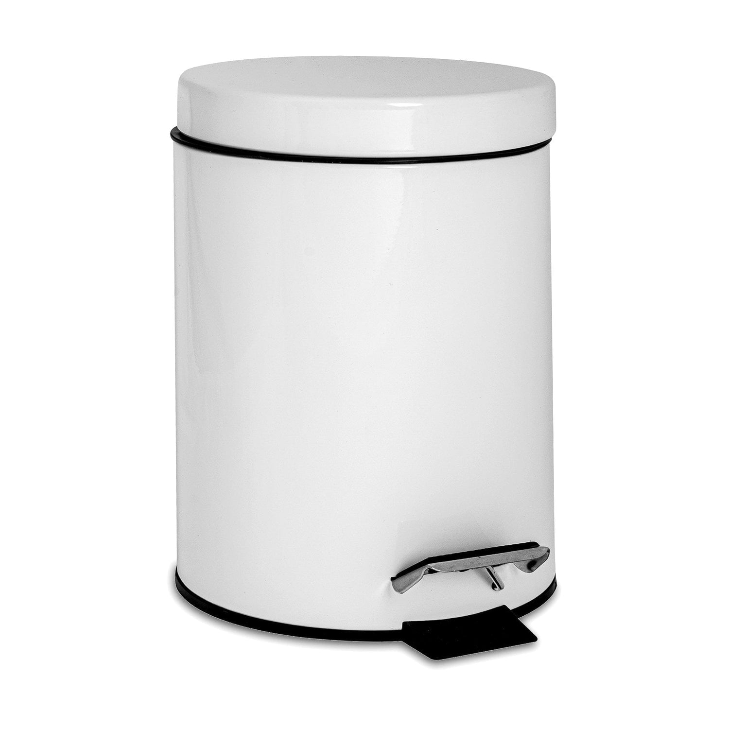 3L White Round Stainless Steel Bathroom Pedal Bin