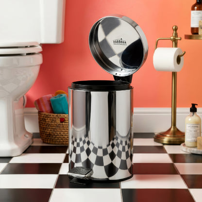 3L Chrome Round Stainless Steel Bathroom Pedal Bin