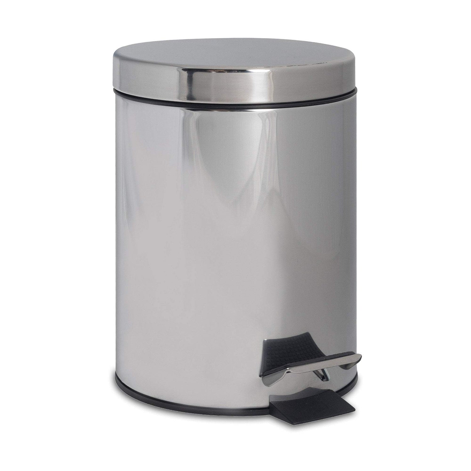 3L Chrome Round Stainless Steel Bathroom Pedal Bin