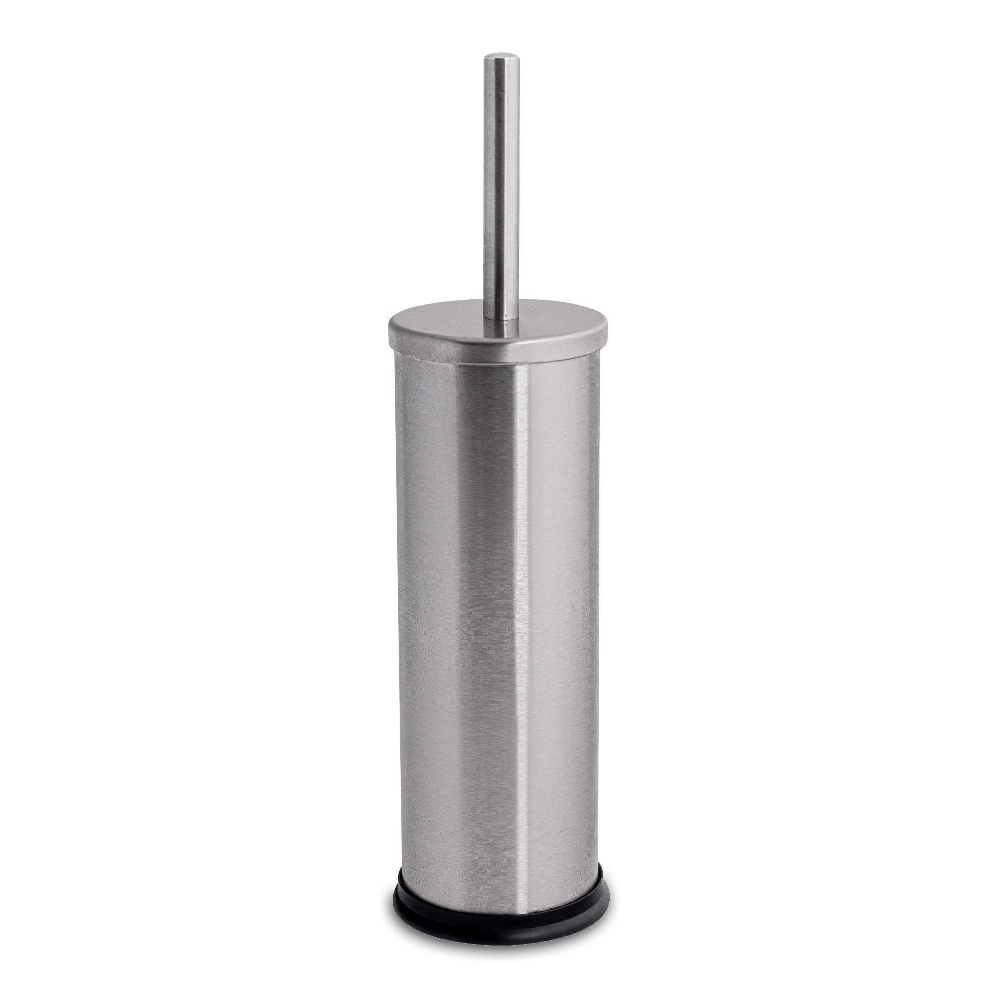 Round Brushed Stainless Steel Toilet Brush &amp; Holder