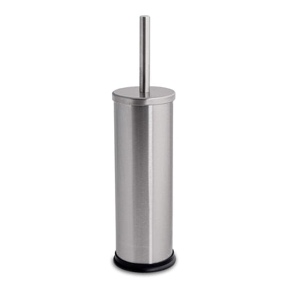 Round Brushed Stainless Steel Toilet Brush &amp; Holder