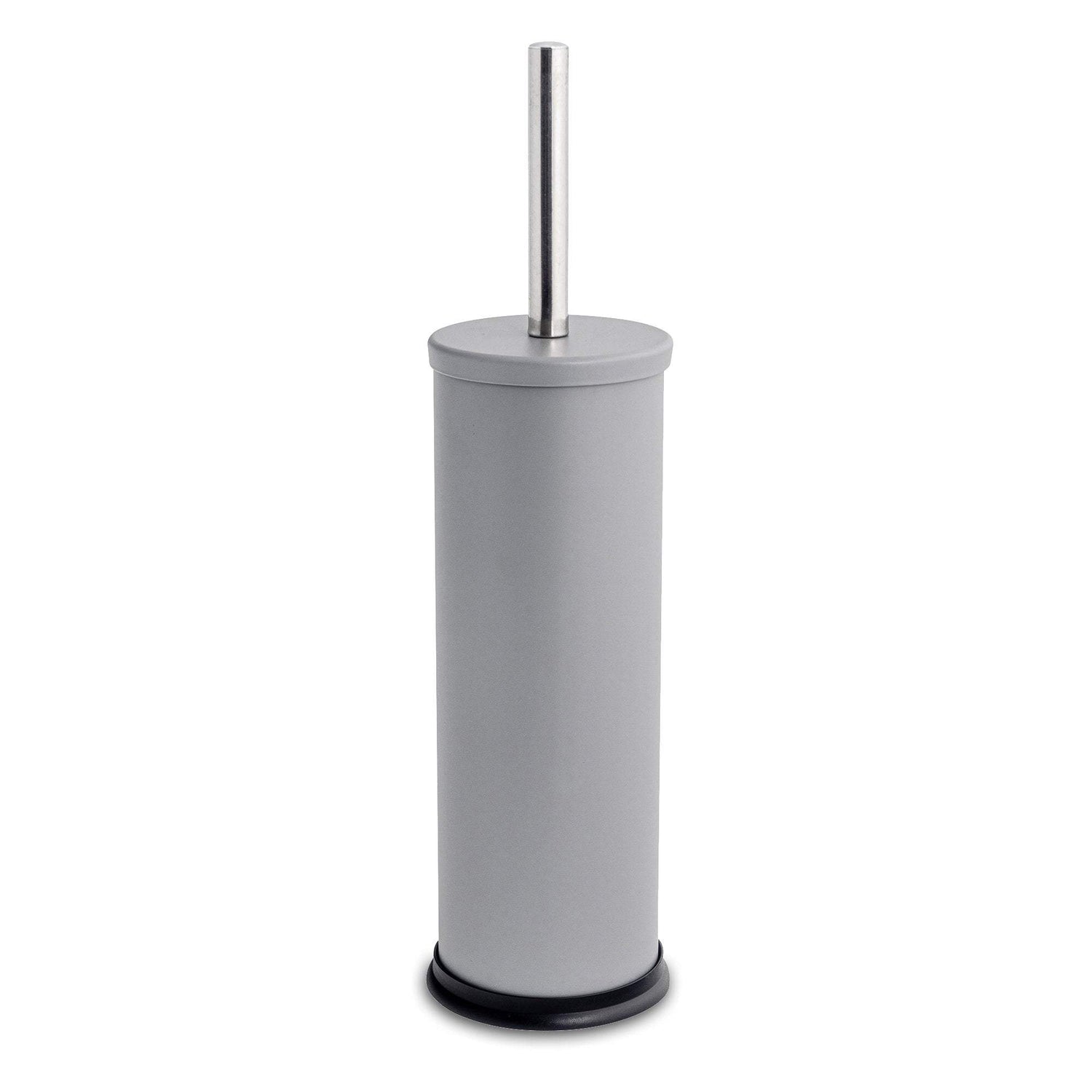 Matt Grey Round Stainless Steel Toilet Brush &amp; Holder