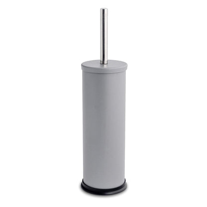 Matt Grey Round Stainless Steel Toilet Brush &amp; Holder