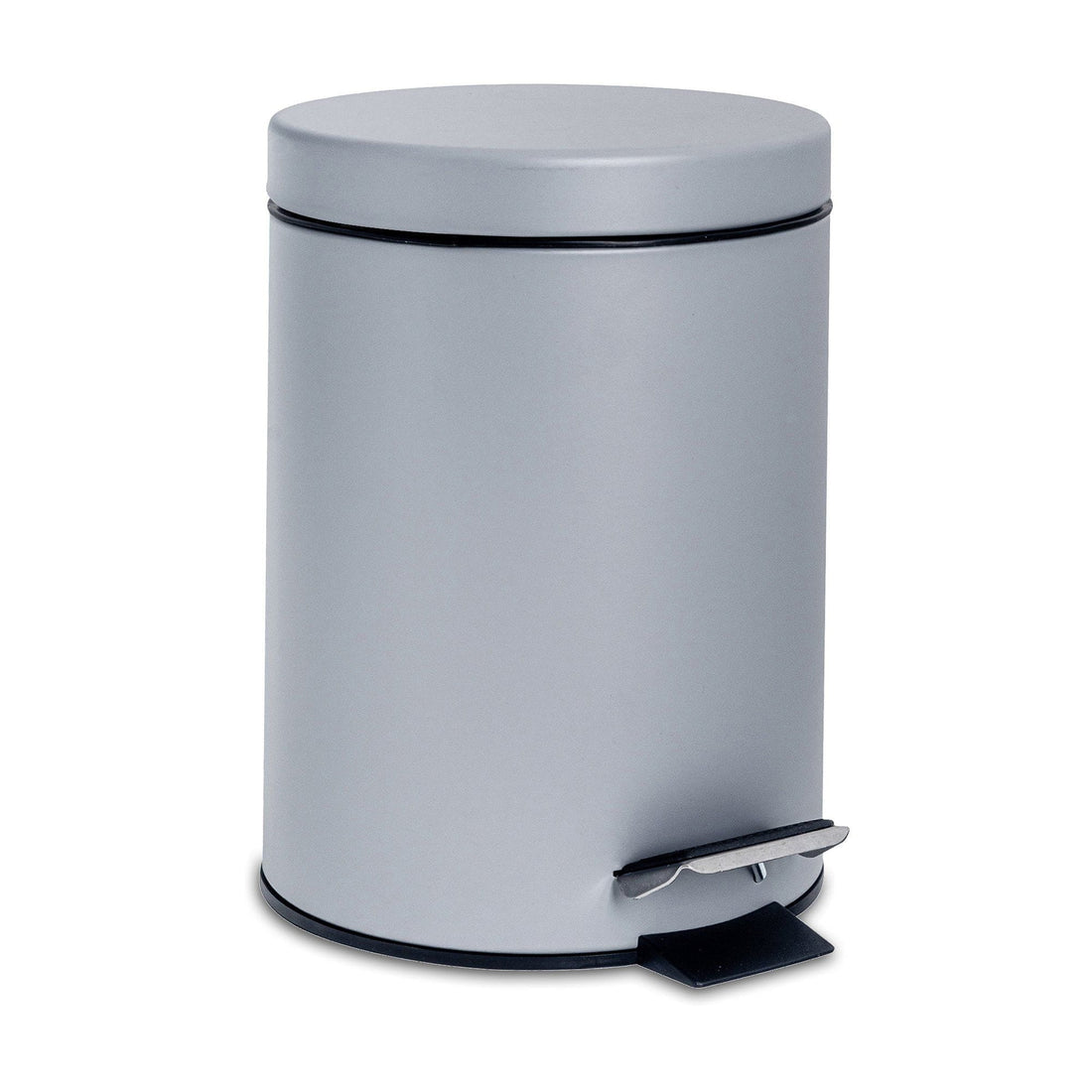 3L Grey Round Stainless Steel Bathroom Pedal Bin