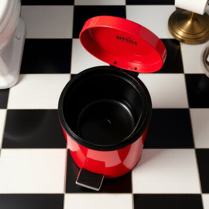 3L Red Round Stainless Steel Bathroom Pedal Bin