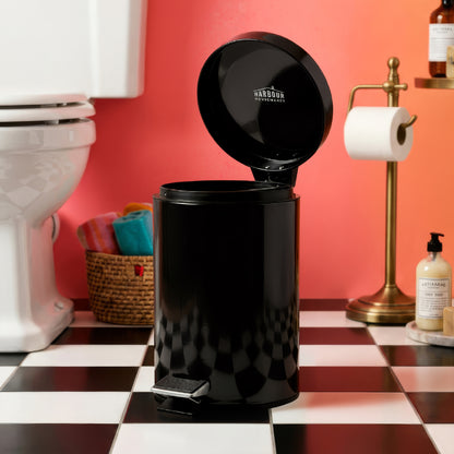 3L Black Round Stainless Steel Bathroom Pedal Bin