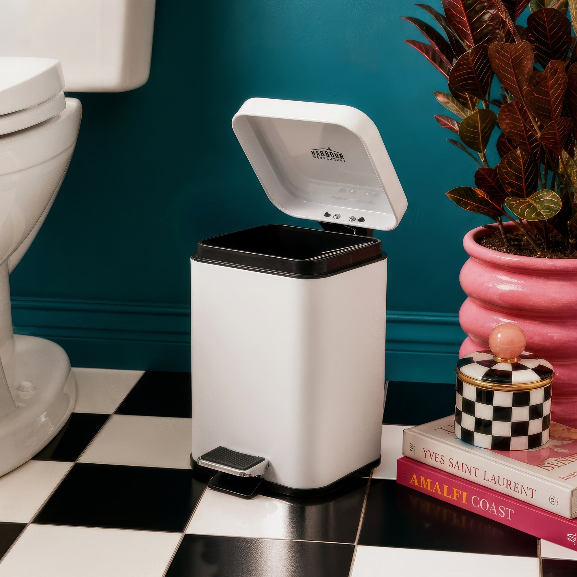 3L White Square Bathroom Pedal Bin