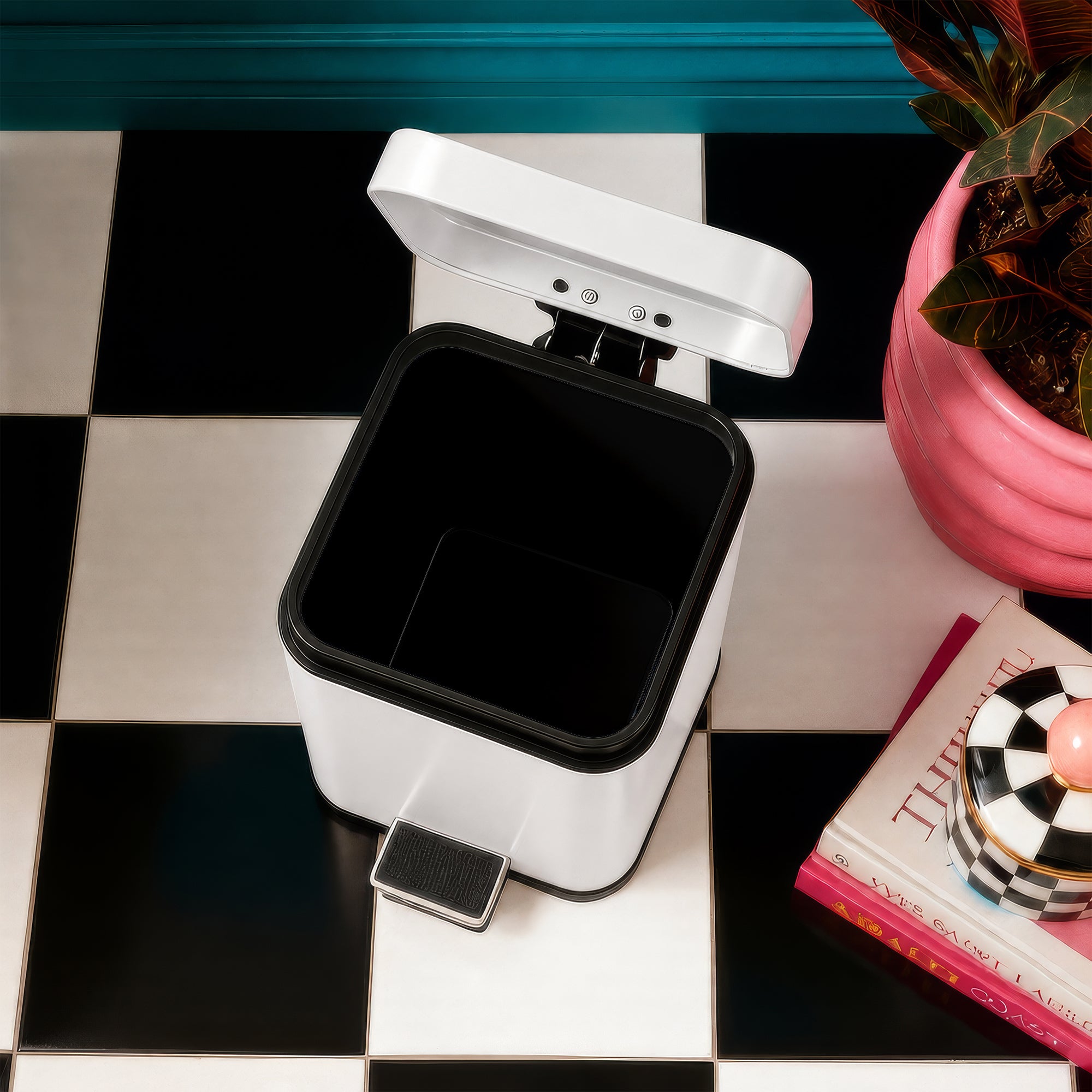 White Square Toilet Brush &amp; Bin Set