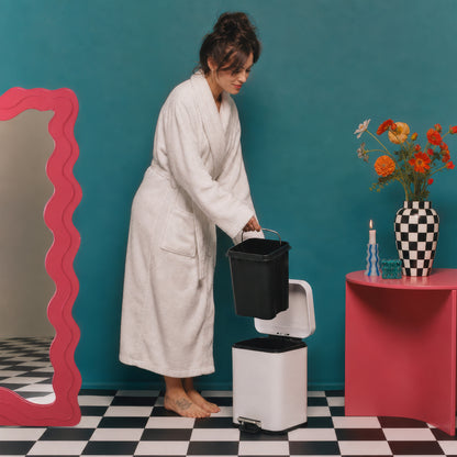 Black Round Toilet Brush &amp; Square Bin Set