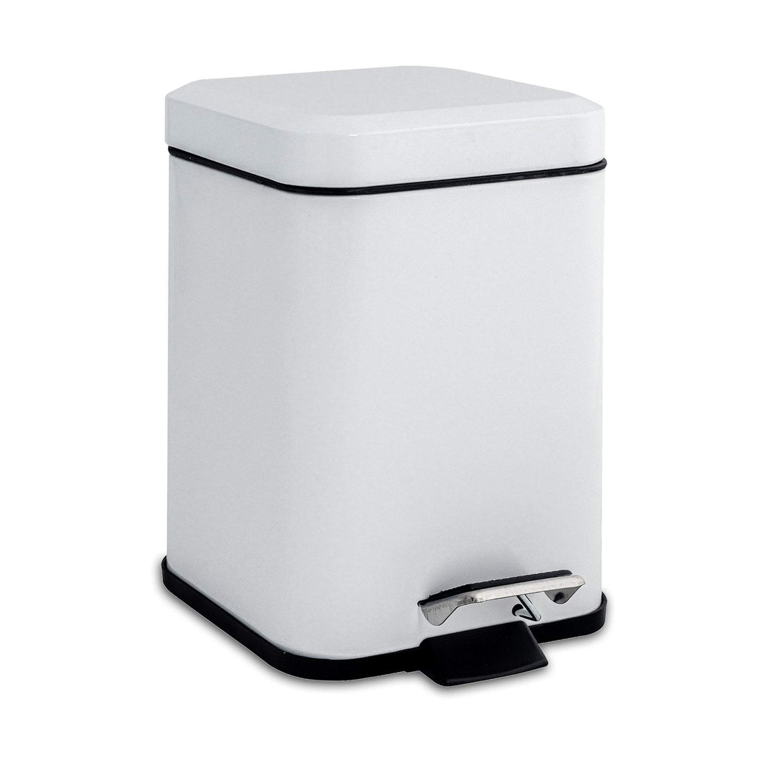 3L White Square Bathroom Pedal Bin