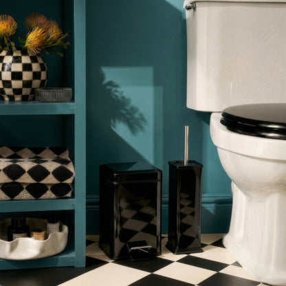 Black Square Toilet Brush &amp; Bin Set