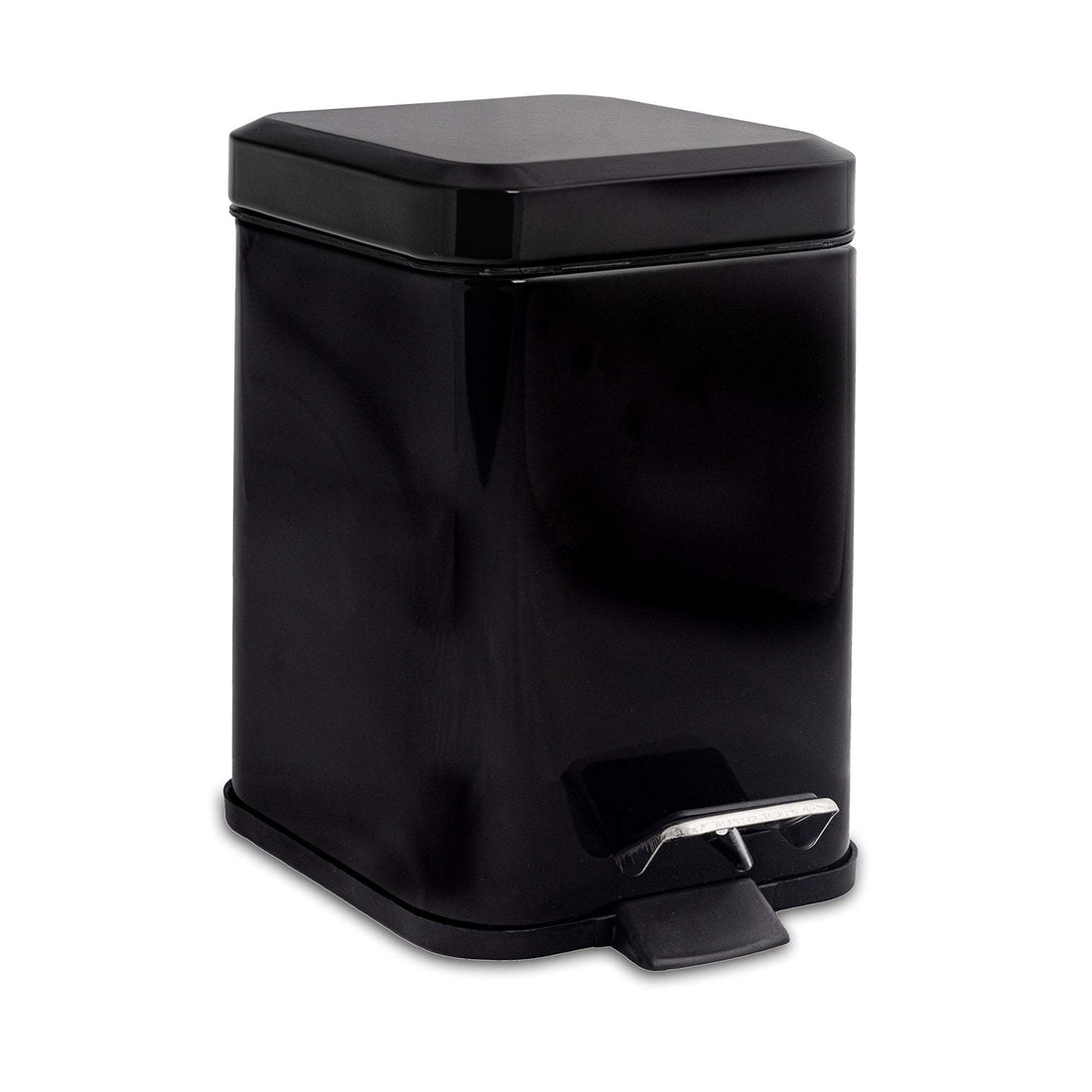 3L Black Square Bathroom Pedal Bin