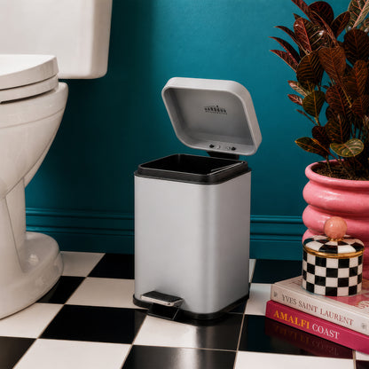 3L Matt Grey Square Bathroom Pedal Bin