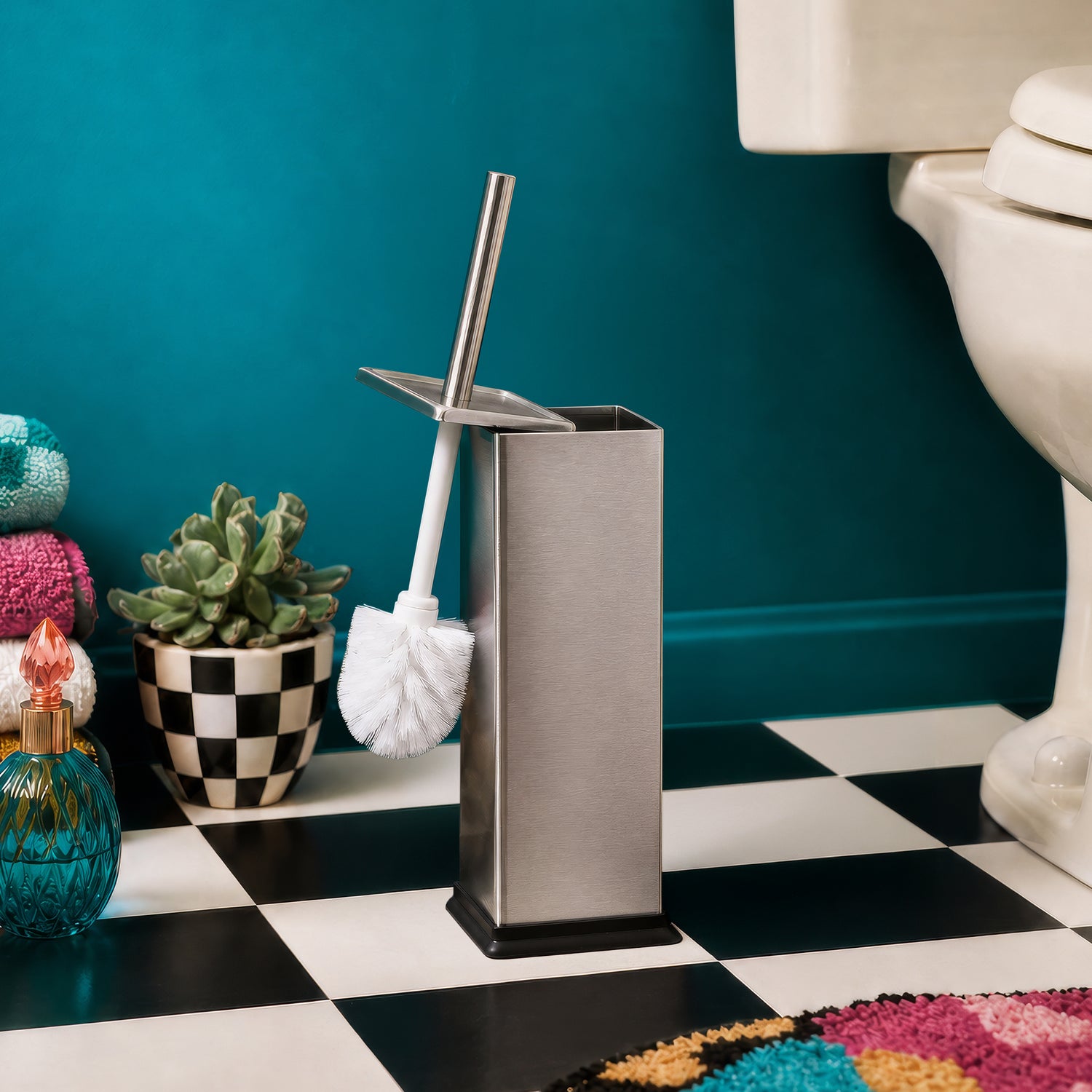 Brushed Steel Square Toilet Brush