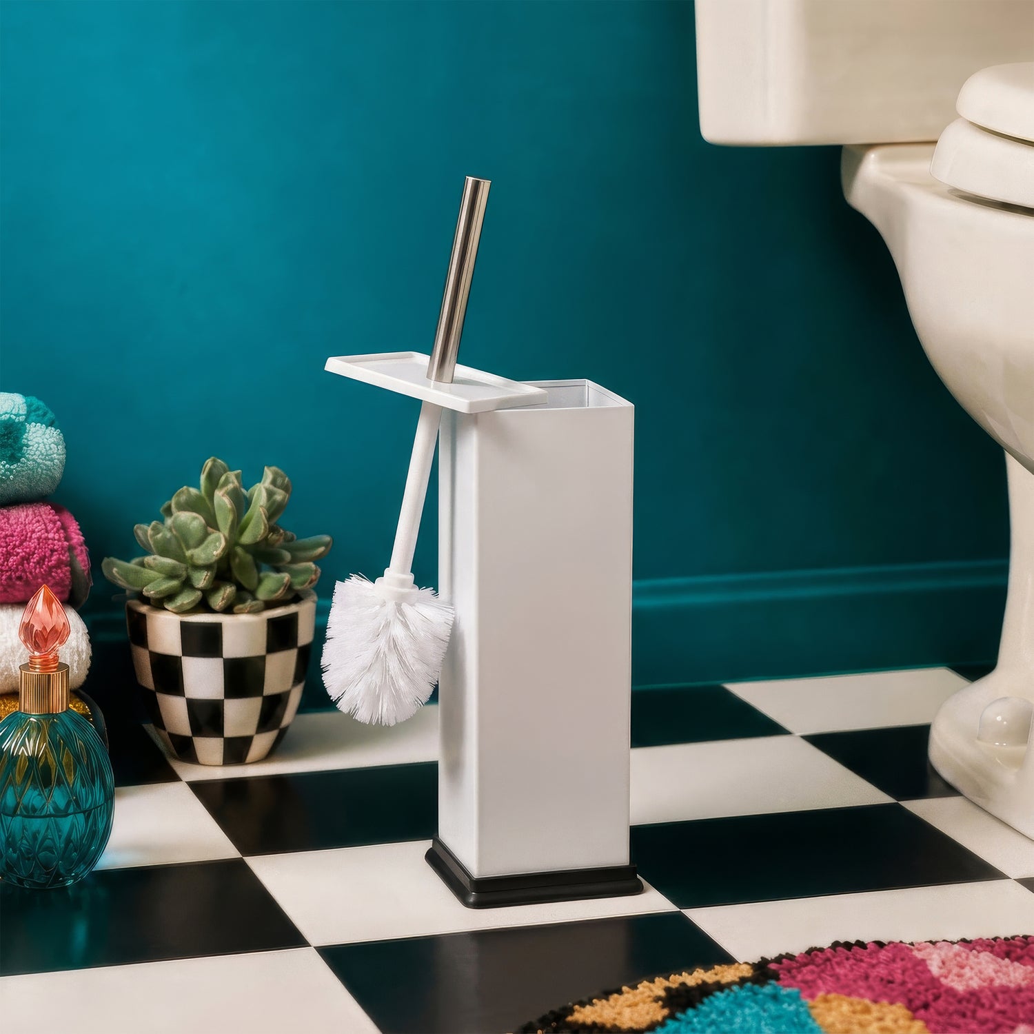 White Square Toilet Brush
