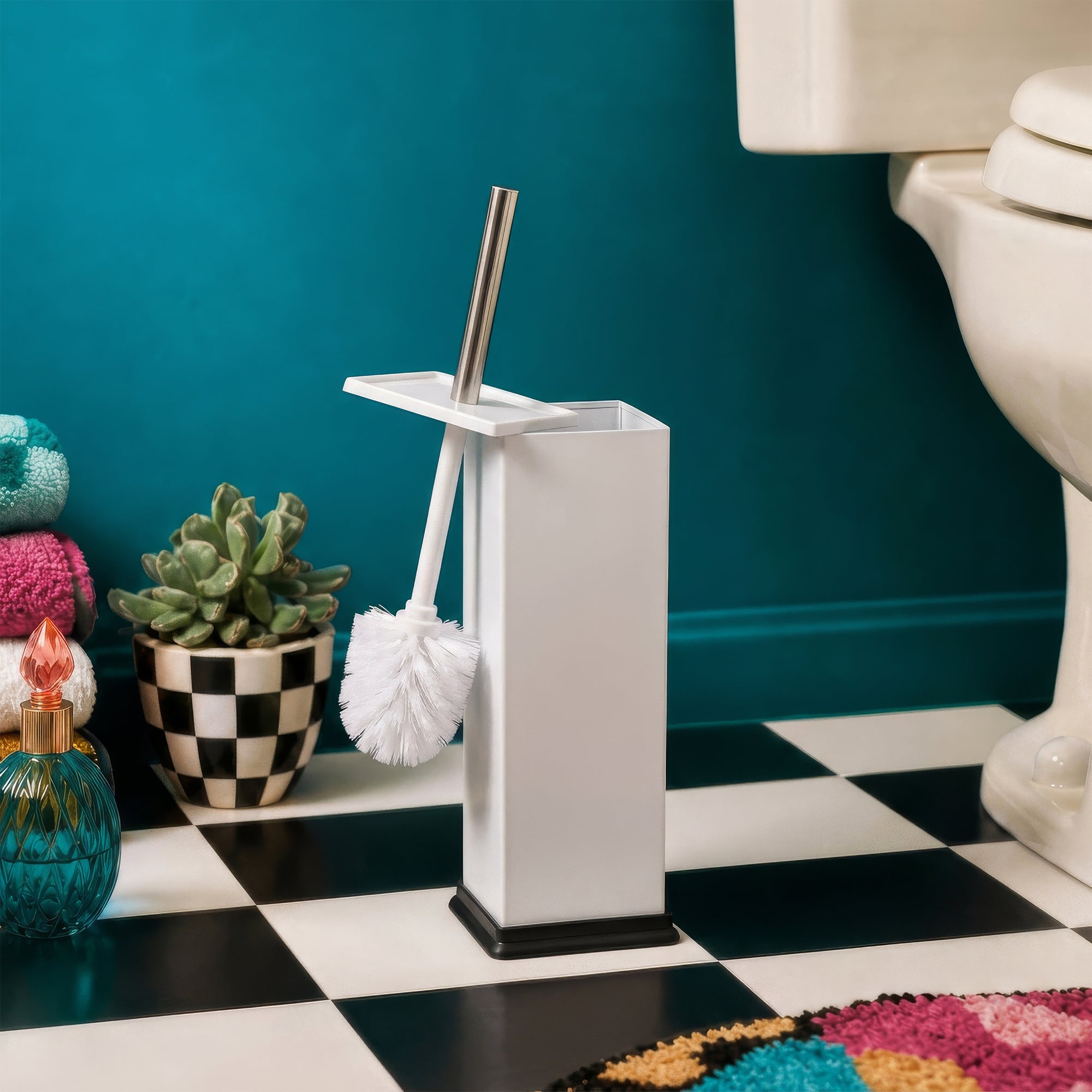 White Square Toilet Brush