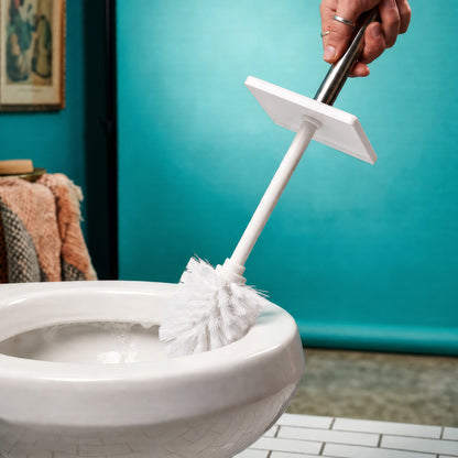White Square Toilet Brush &amp; Bin Set
