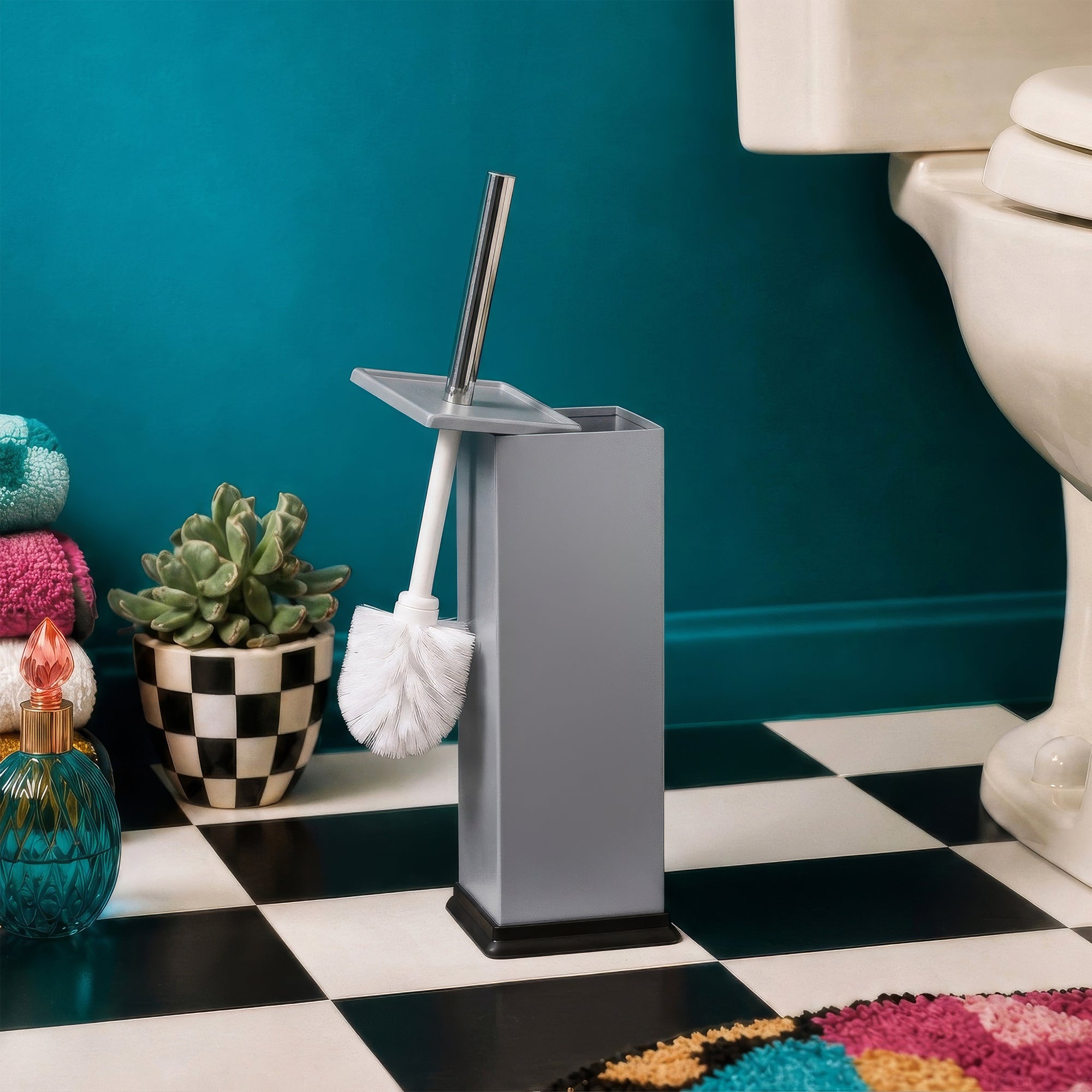 Grey Square Toilet Brush