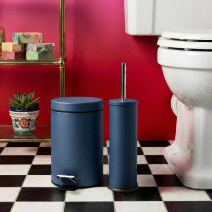 3L Matt Blue Round Stainless Steel Bathroom Pedal Bin